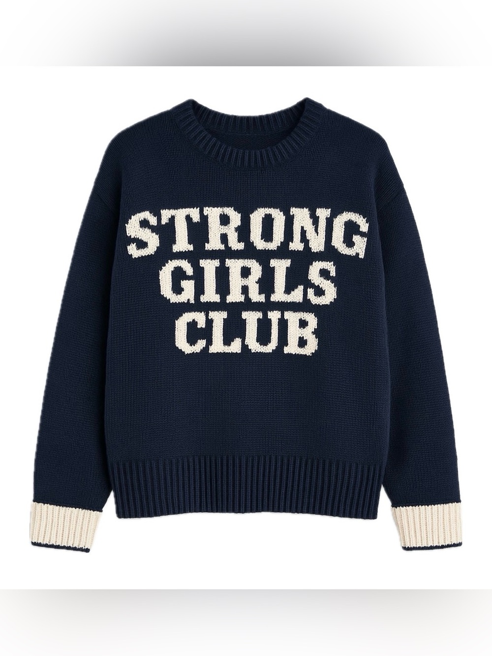 Muthahood "Strong Girls Club" Crewneck Navy Blue Sweater NWT XL 18 20 women’s